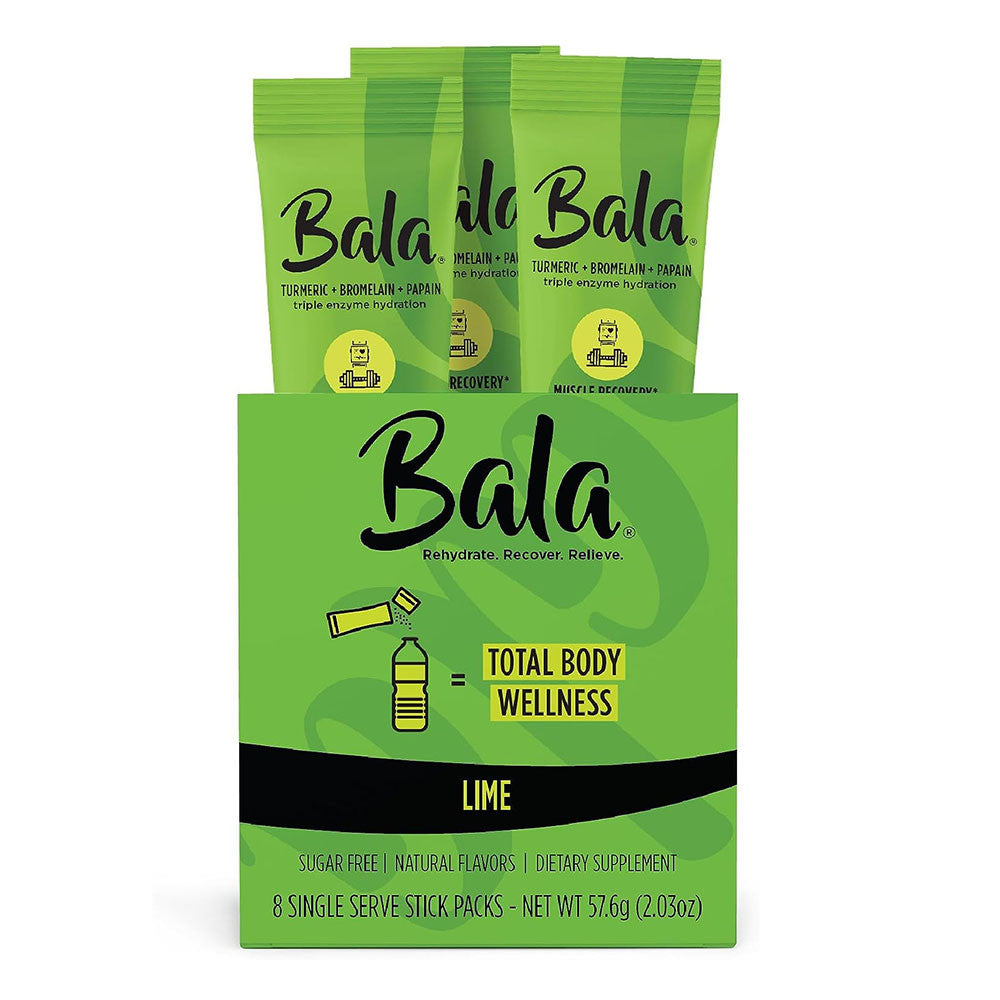 Bala Triple Enzyme Hydration Total Body Wellness Drink Mix Sticks, Lime, 8 Ea